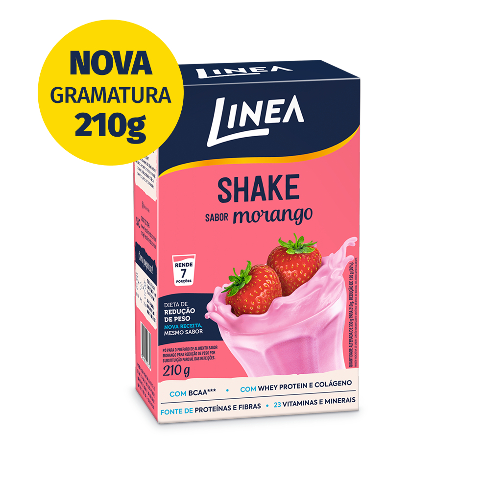 Shake Premium em pó Linea Sabor Morango de 210g
