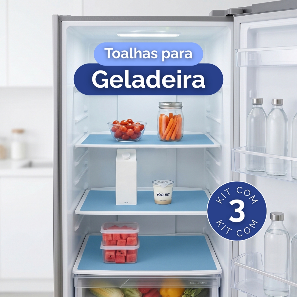 Kit Com 3 Toalhas De Geladeira Em Pvc Impermeavel 46x32 Cm