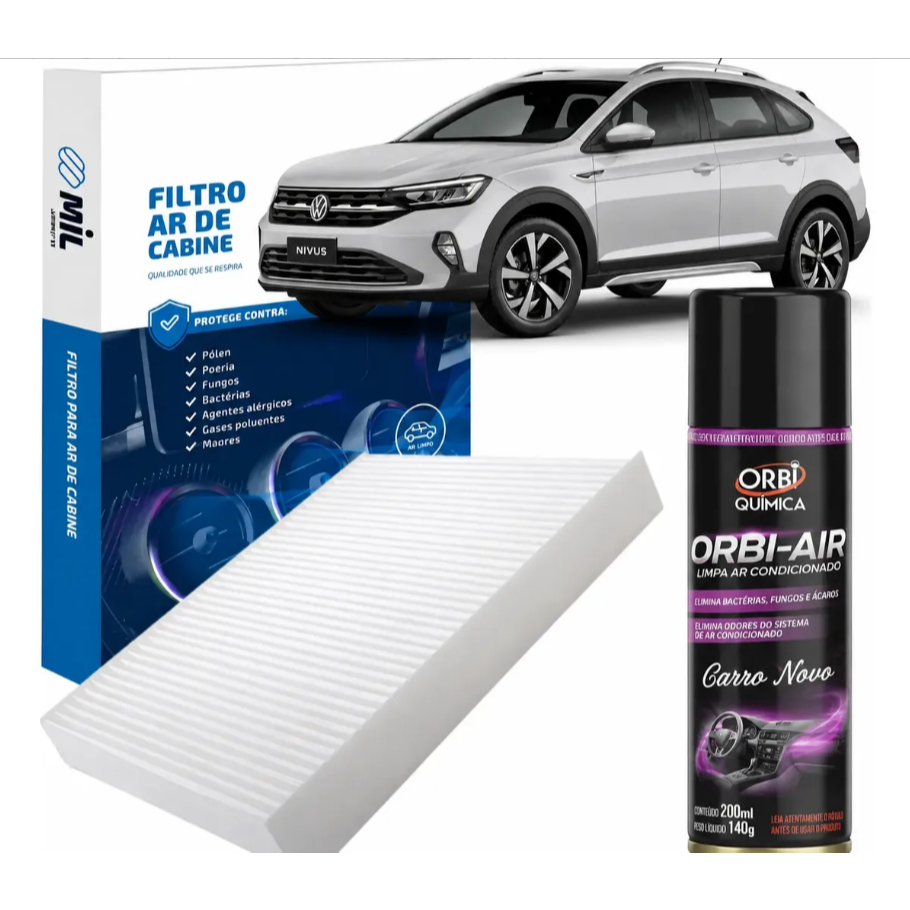 Kit Filtro+higienizador Ar - novo Polo/nivus/t-cross/virtus 17até21