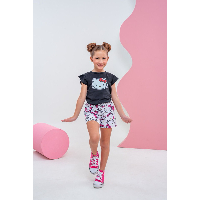 Conjunto Infantil Feminino Menina Blusa Estampada e Short – Moda Infantil Verão 🍒✨