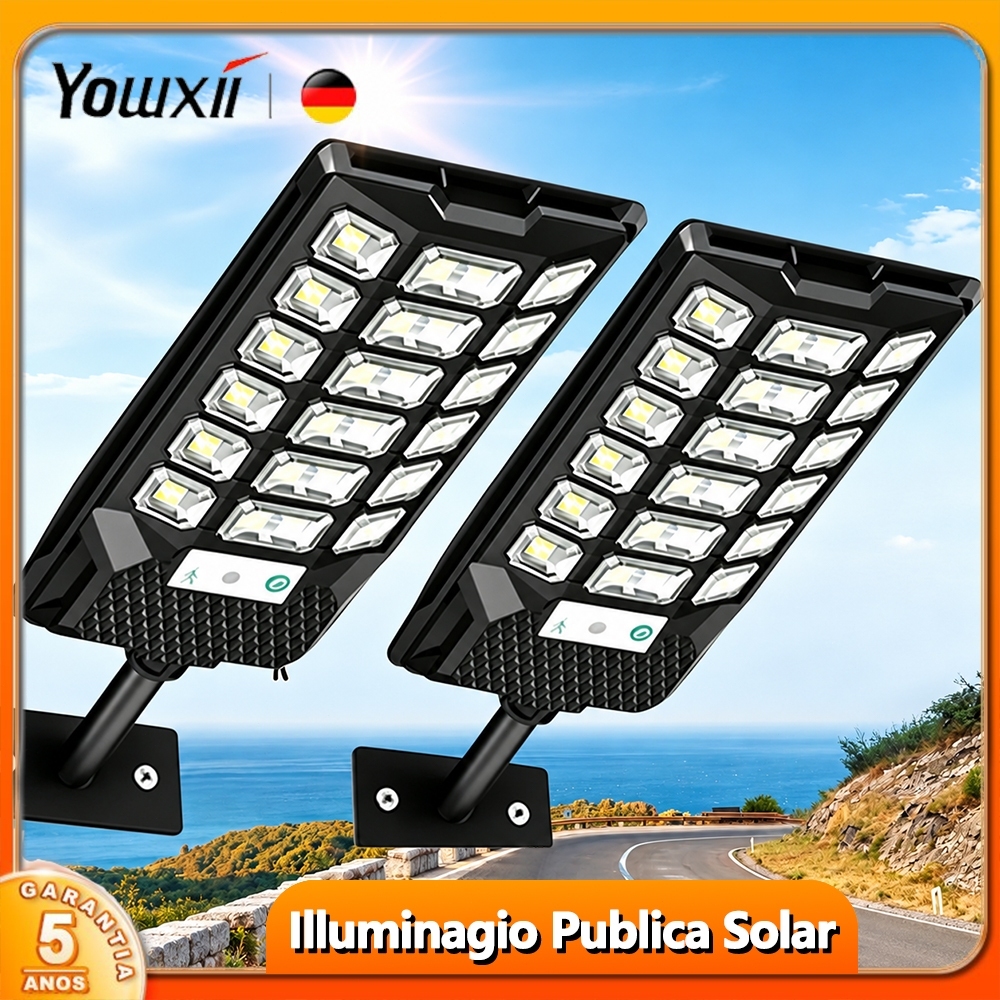 Yowxii Luminária Solar LED 120000W Superpotente Com Sensor De Movimento IP67 à Prova d’Água Para Área Externa