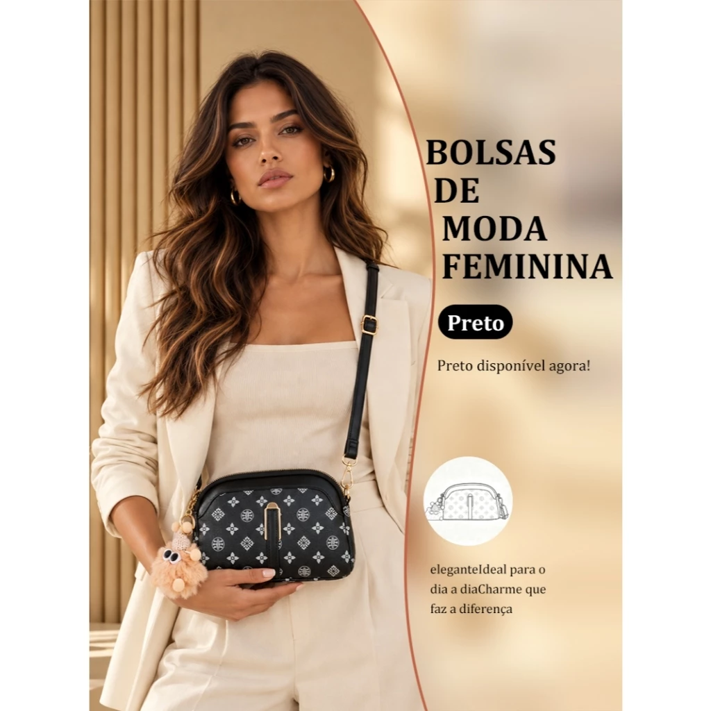 TOMI MITO Bolsa Pequena Transversal com Estampa Moderna, Duplo Compartimento e Alça Longa Ajustável TM9244 — imagem 1