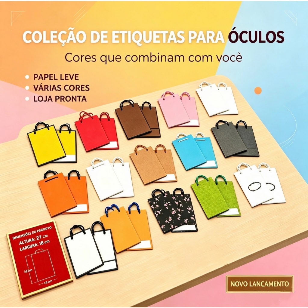 Kit 1/3/5/10 Unid Sacola de Papel Presente Diversas Cores com Bolsa para Embalagem de Joias, Óculos, Acessórios