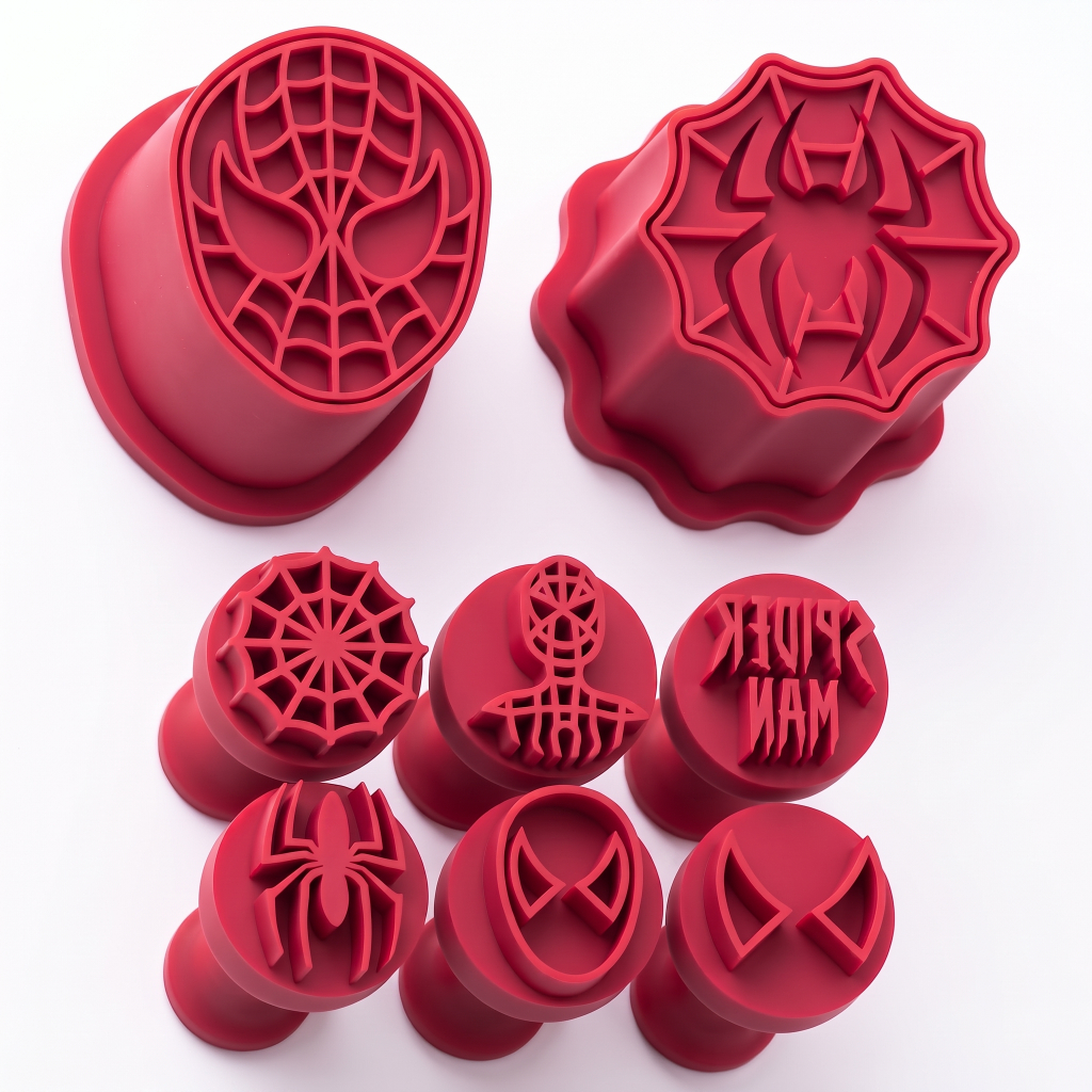 Kit Carimbo e Cortador Ejetor Homem Aranha Docinhos Brigadeiro Pasta Americana Confeitaria Spider-Man
