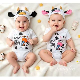 Body Bebê Temático Meu Tetê Vaquinha Fazendinha Mesversário Animais 100% Algodão