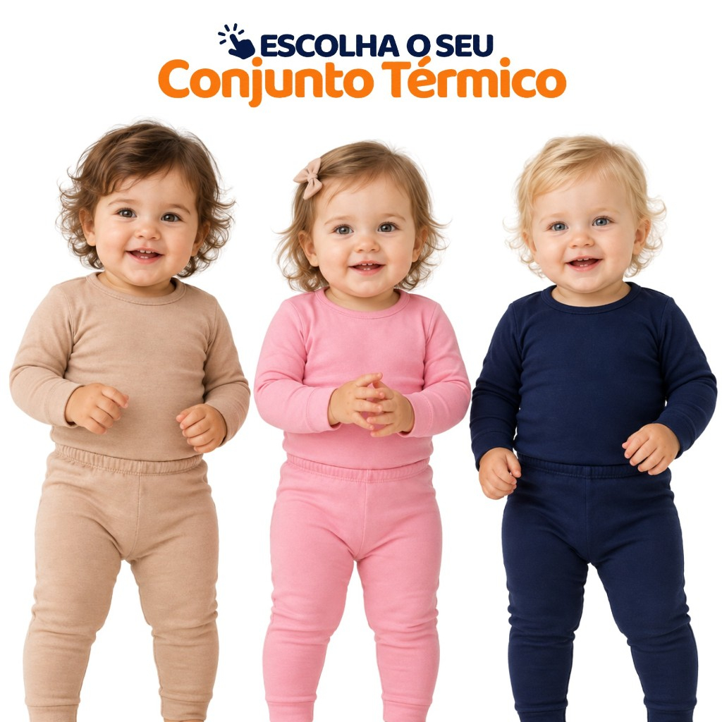 Kit 1 ou 2 Conjunto Infantil Menino ou Menina Térmico Peluciado Tamanho P M G Roupa Para Bebe Inverno