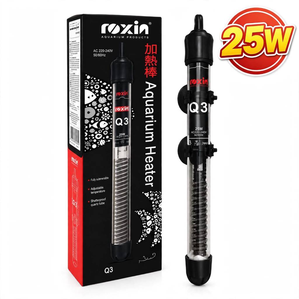 Termostato Aquecedor Roxin HT-1300/Q3 25W – Temperatura Ideal Automática para seu Aquário (até 35L)