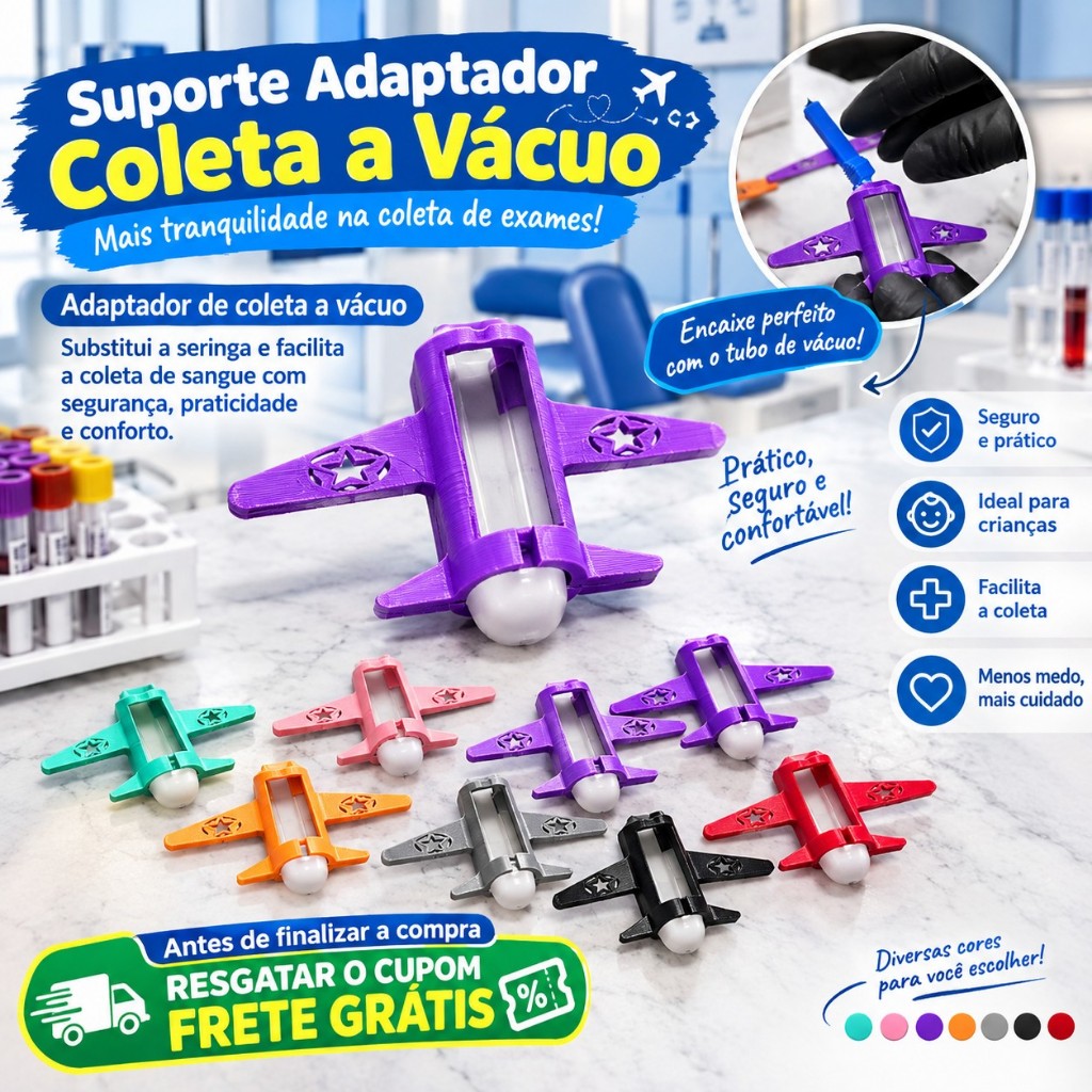 Adaptador Coleta a Vácuo Avião Infantil Acessório Lúdico para Exames de Sangue Acessório para Seringa Infantil Sem Medo