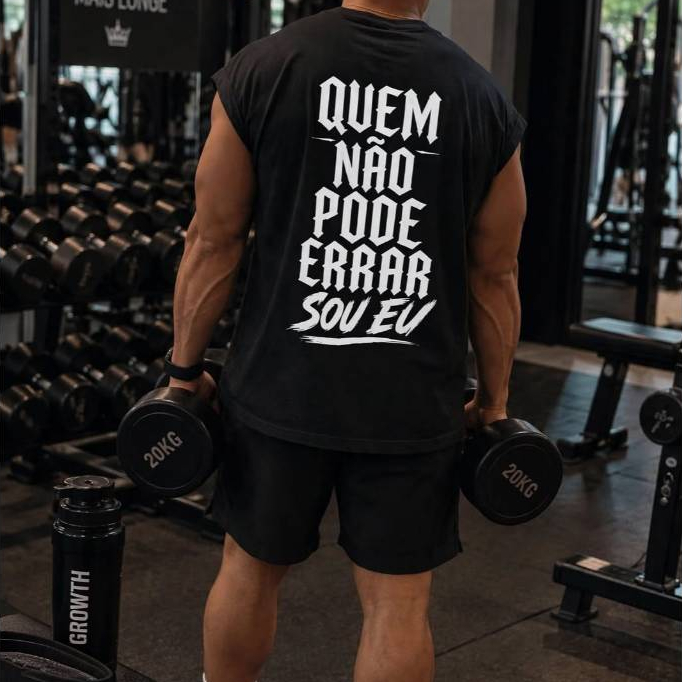 💪 Camiseta Fitness Masculina Preta | Academia | Estampada Oversized Regata Machão