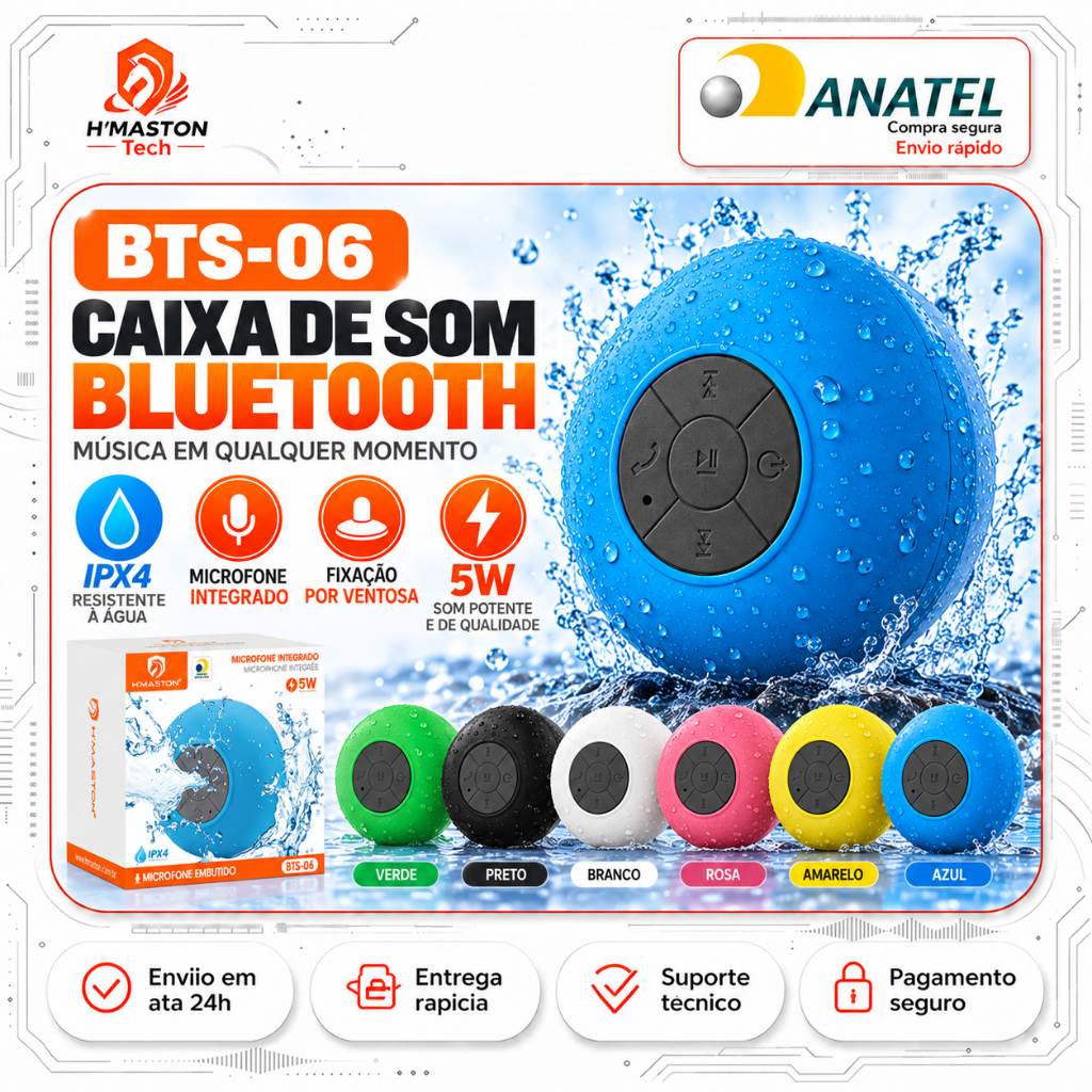 H'Maston BTS-06 Caixinha De Som Bluetooth Portátil Som Caixa Bluetooth Mini Caixa De Som Bluetooth Caixa De Som Pequena