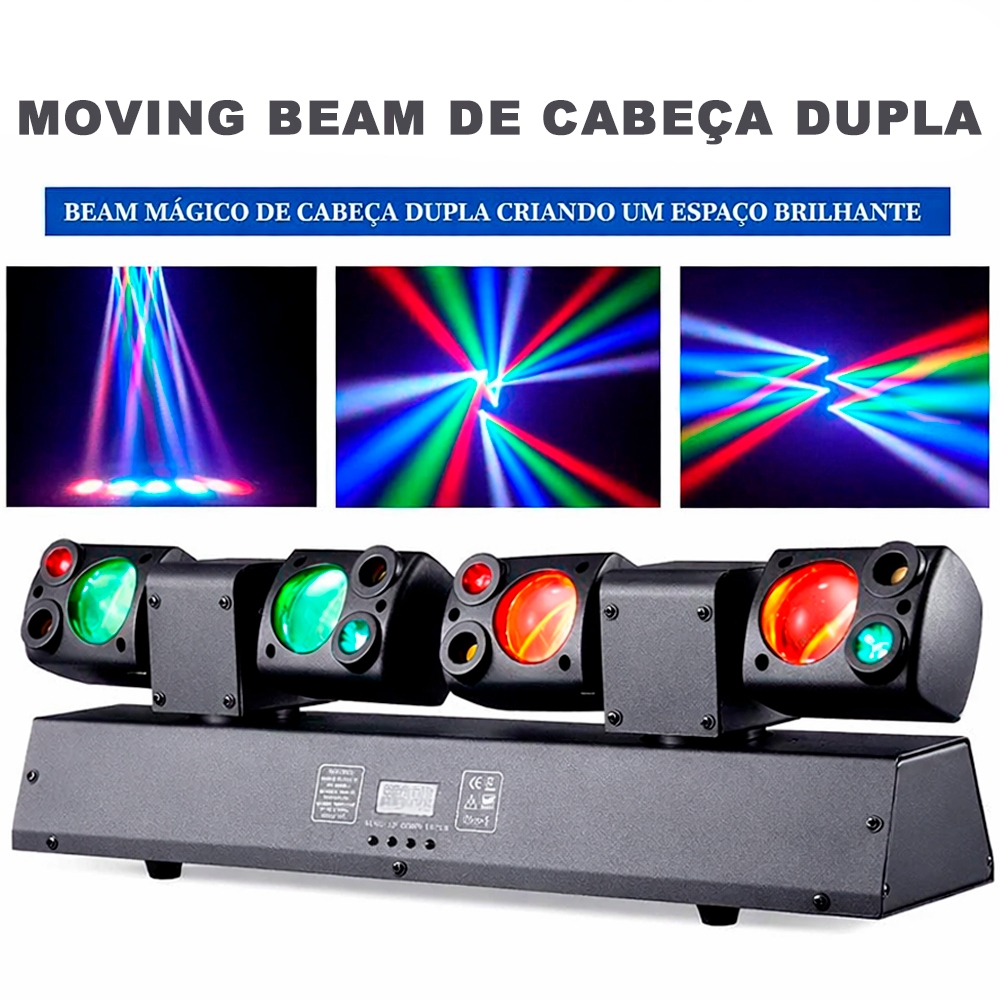 Moving Head Beam 80w 4 LEDs Barra de Luz DMX512 RGB Bivolt Controle Remoto — imagem 2 de 2