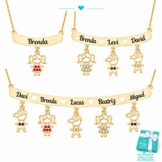 Colar Canga Personalizado Coração Vazado Criança com Zircônia CO11 FULL FP