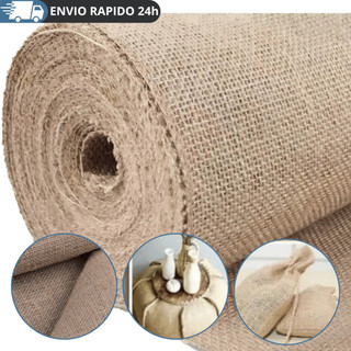30M Tecido De Juta - Tela De Juta - Artesanato - Decoração Cor Natural Desenho Do Tecido Liso