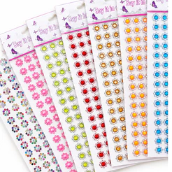 Kit 10 Cartelas Flor Strass Sortido C/ 960 adesivos - Pet Shop Artesanato e Personalização