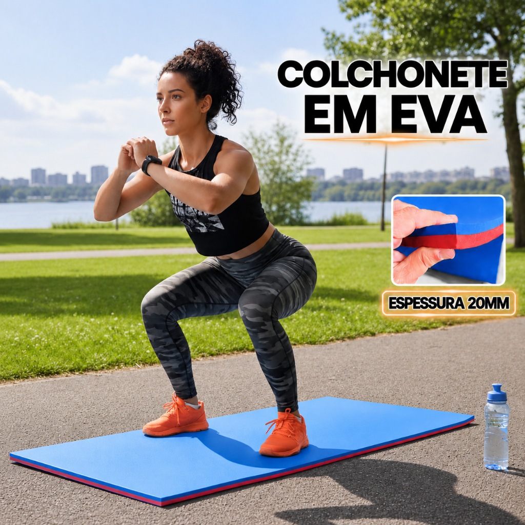 Colchonete Academia EVA 100x50cm 20mm Espessura Atividade Física Exercício Ginástica Aeróbica