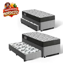 Cama Box Bicama com Colchão de Espuma D33 Ortobom ISO 100 + Auxiliar de Espuma Unique Solteiro 88cm