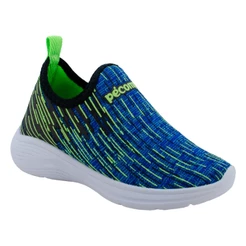 Tenis Infantil Menino Corrida Calce Fácil Leve Macio Esportivo Azul Verde Guty Ruuner Eco Pecompe