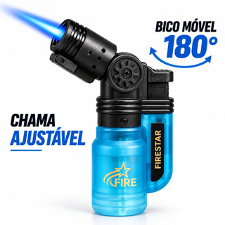 Isqueiro Maçarico Firestar Portátil Bico Móvel 180° Chama Ajustável Recarregável Sem Gás