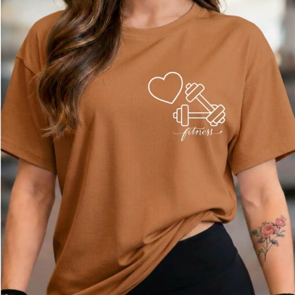 Blusa t-Shirt oversized feminina camisetão 100% algodão academia treino Casual Confortável Fitness Gym fofo