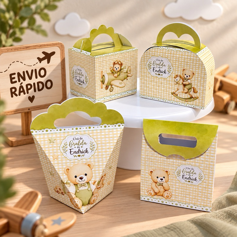Personalizados URSINHO BABY | CHÁ DE BABY OU CHÁ REVELAÇÃO |  Kit Festa Personalizada | PEGUE E MONTE | Lembrancinhas