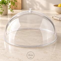 Cúpula Redonda Grande 33 cm Plástico Transparente Tampa Protetora Bolos Frutas Alimentos
