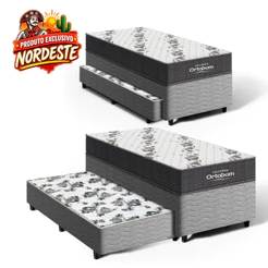 Cama Box com Colchão de Espuma D33 Ortobom Airtech 100 + Auxiliar de Molas Unique Solteiro 88cm