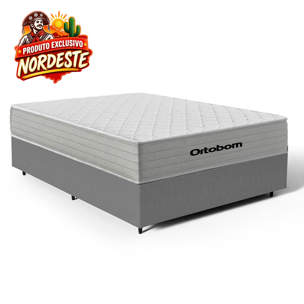 Cama Box com Colchão de Molas Ensacadas Ortobom One Face Plenno Superpocket Casal 138cm