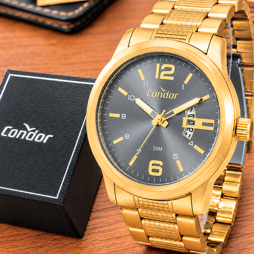 Relógio Condor Masculino Dourado Digital Prova d'água com 1 ano de garantia