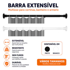 Varão Extensível Ajustável 30-260cm Sem Furo Multiuso Box Banheiro Cortina Varal SSG