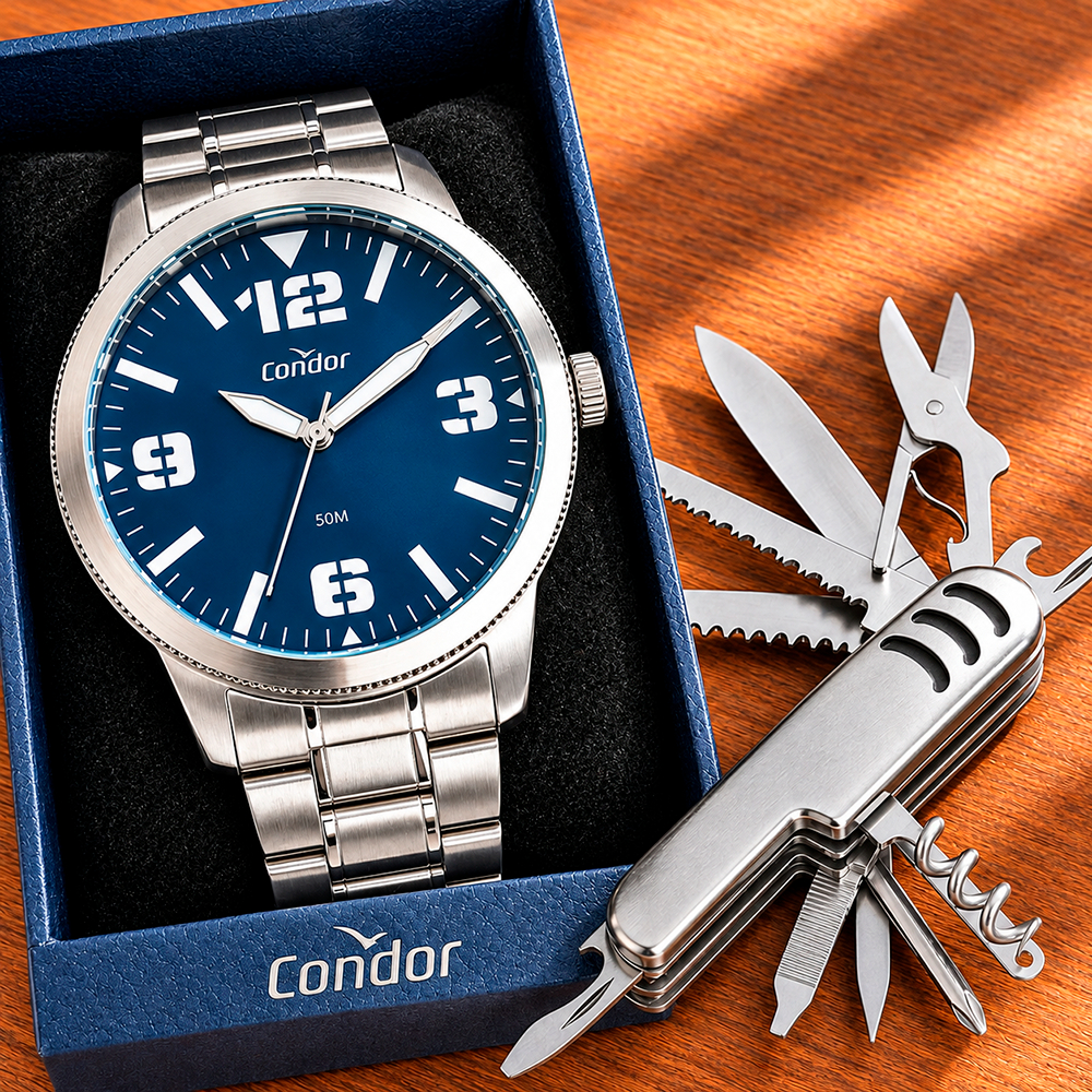 Relógio Masculino Condor Prata Garantia Prova Dagua Original