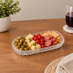 Travessa de Cristal Bubble 21cm Lyor para Petiscos Doces Frutas Aperitivos Mesa Posta Decoração Bandeja Servir Elegante