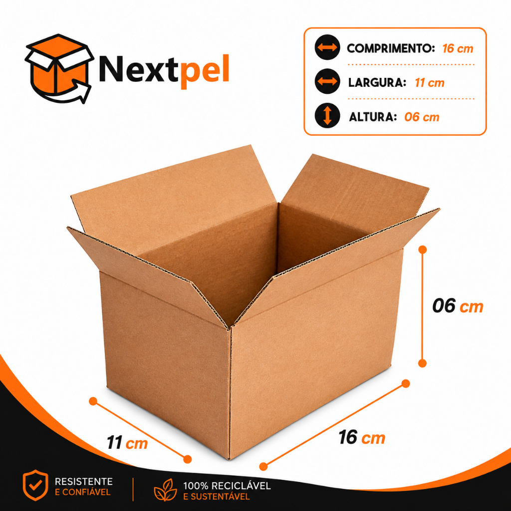 500 Caixas De Papelão 16x11x6 Embalagens Envios Sedex Pac