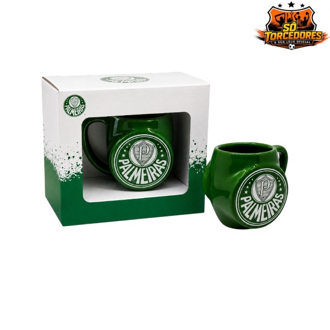 Caneca Oficial Palmeiras Escudo 3D Porcelana Colecionável