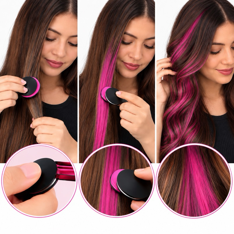 Giz de Cabelo Colorido Temporário com Aplicador 1 Unidade