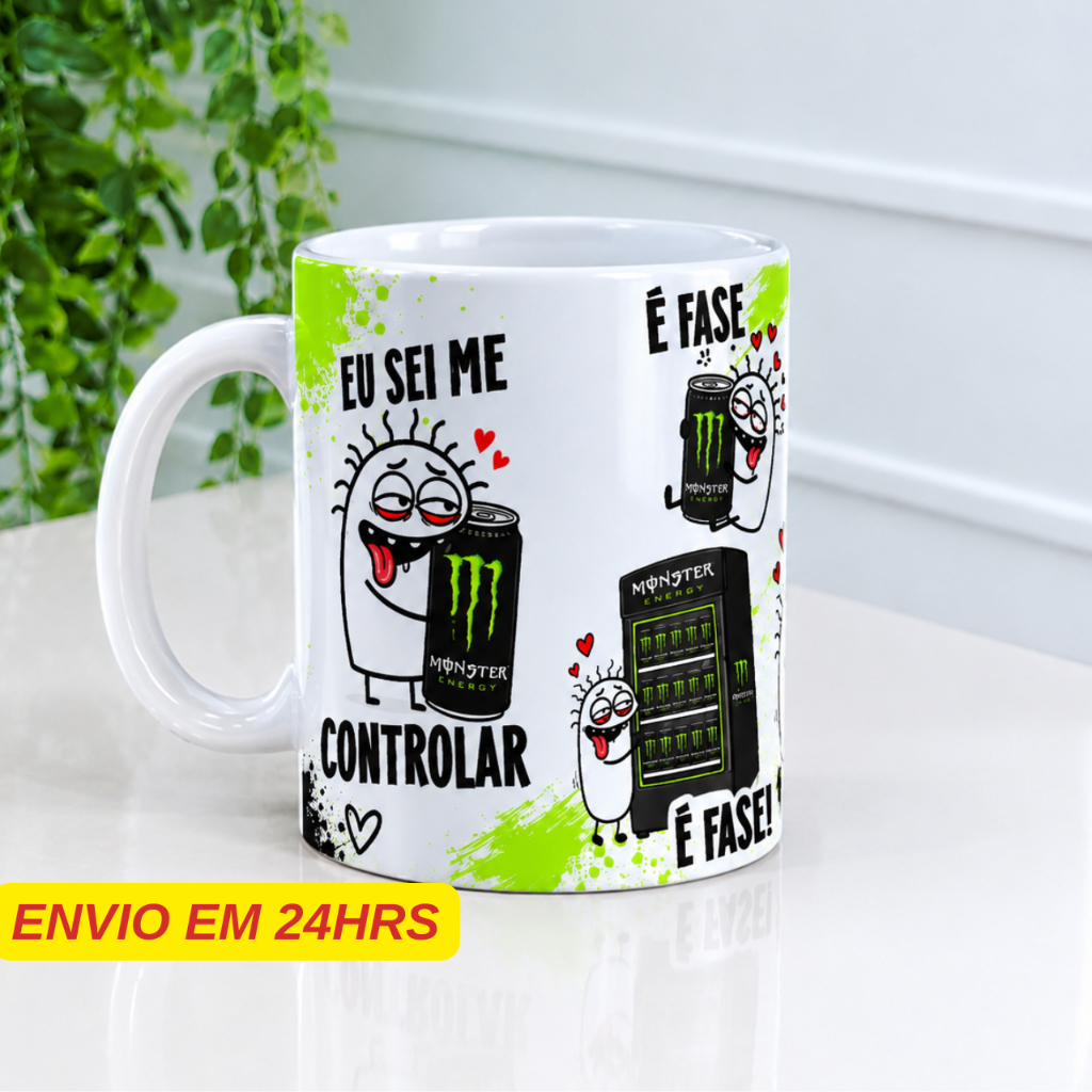 Caneca Personalizada Monster - Eu Sei Me Controlar - Cerâmica 325ml Caneca Monster Presente Amiga Xícara Personalizada
