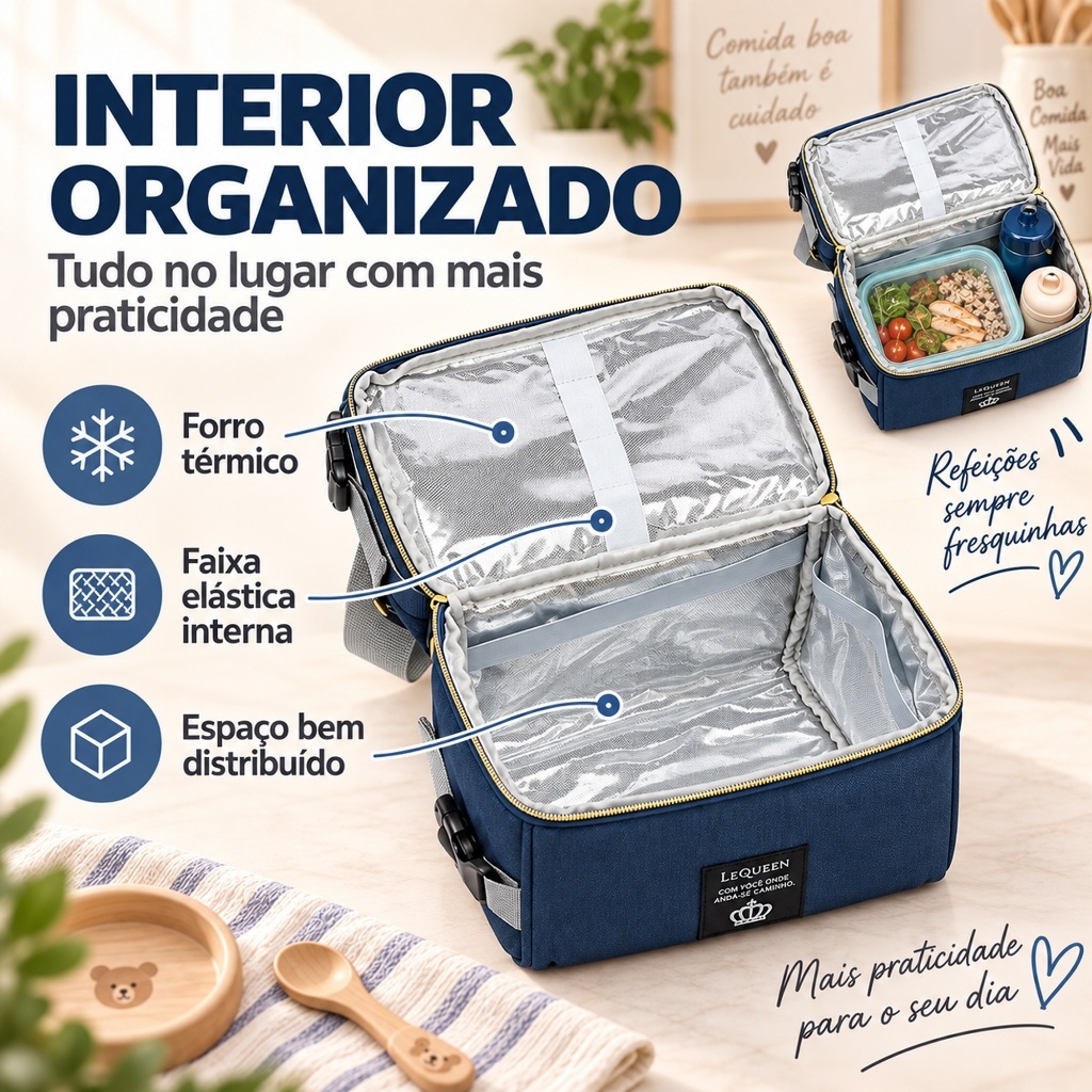 Lancheira Térmica Lequeen Original Marmita Alimentos Porta Garrafa · foto 2