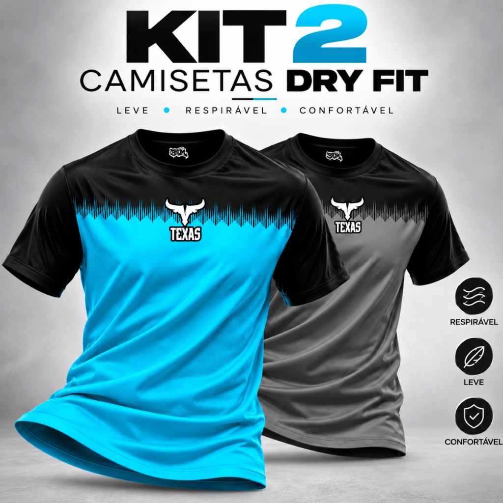 Kit 2 Camisetas Dry Fit Masculina Academia Anti Suor Leve Confortável Treino Esportes