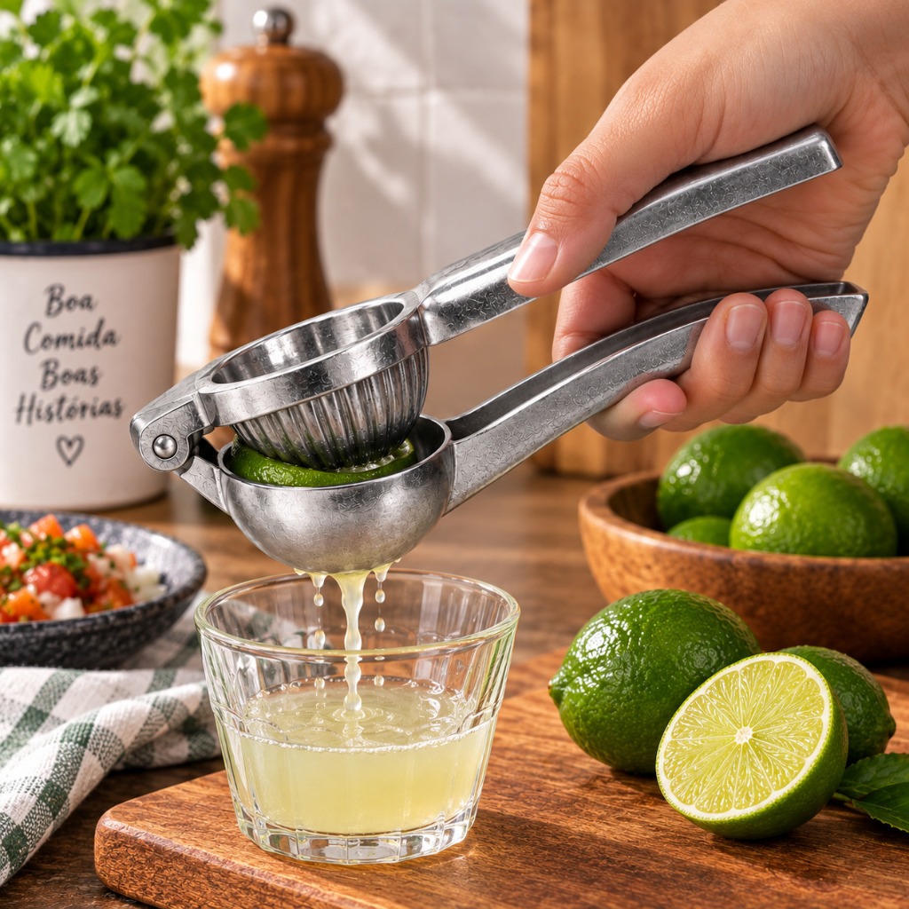 Espremedor Manual Frutas Cítricas Limão Laranja 20cm Suco Natural Drinks Molhos Receitas Temperos