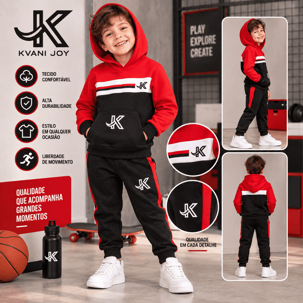 Conjunto Infantil Masculino de Inverno - Calça + Casaco Quentinho - Tamanho 2 ao 12 Anos