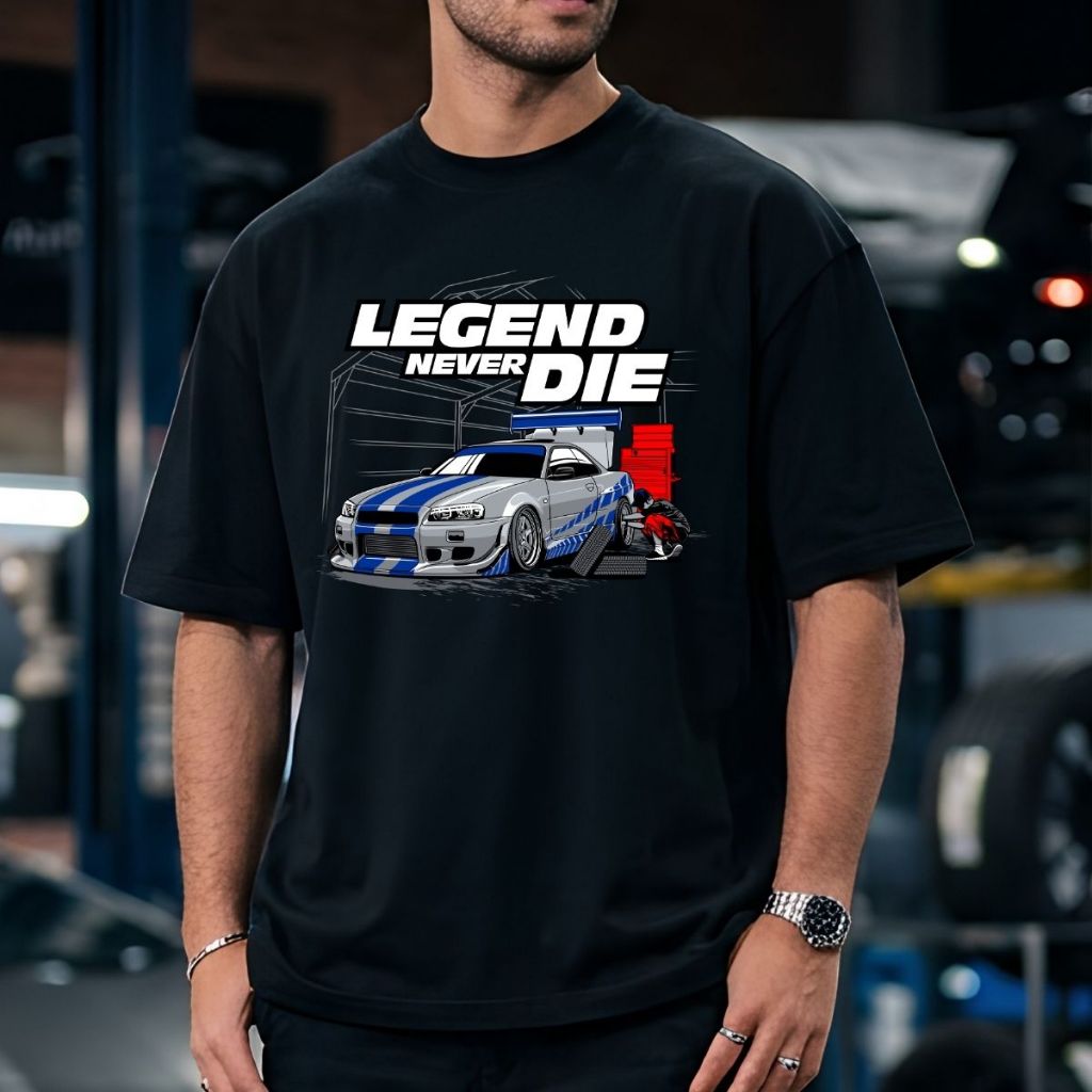 Camiseta Oversized Legend Carro Corrida Esportivo 100% Algodão Camisa Confortável Larga Unissex Streetwear