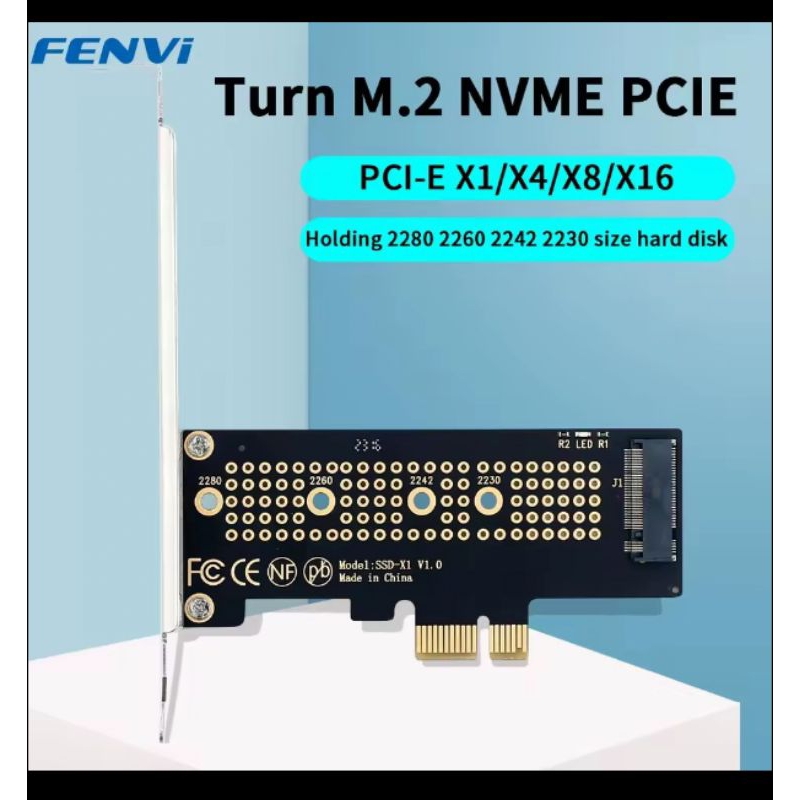 Adaptador Fenvi De SSD M.2 NVMe para PCI Express X1 X4 X8 X16