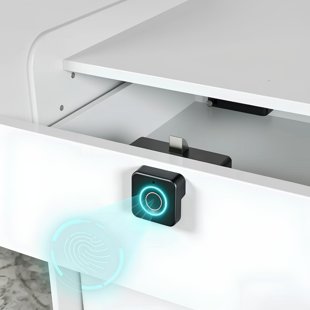 `Fechadura Biométrica Quadrada Knup 10 Digitais Bloqueio Automático para Armários e Gavetas`