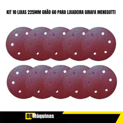 Kit Com 10 Lixas 225mm Grão 60 Para Lixadeira Girafa - MENEGOTTI