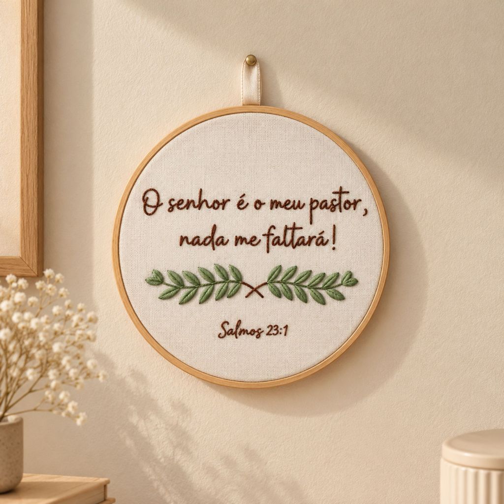 Bordado Cristão Versículo Bíblico Quadro O Senhor é o Meu Pastor Bordado Quadro Cristão Decoração