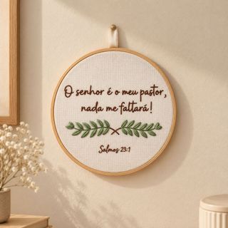 Bordado Cristão Versículo Bíblico Quadro O Senhor é o Meu Pastor Bordado Quadro Cristão Decoração