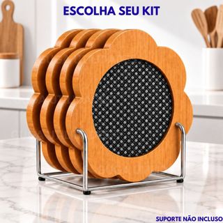 Kit Descansos de Panela em Bambu Resistente, Suporte Para Panelas Quentes, Utensílios de …