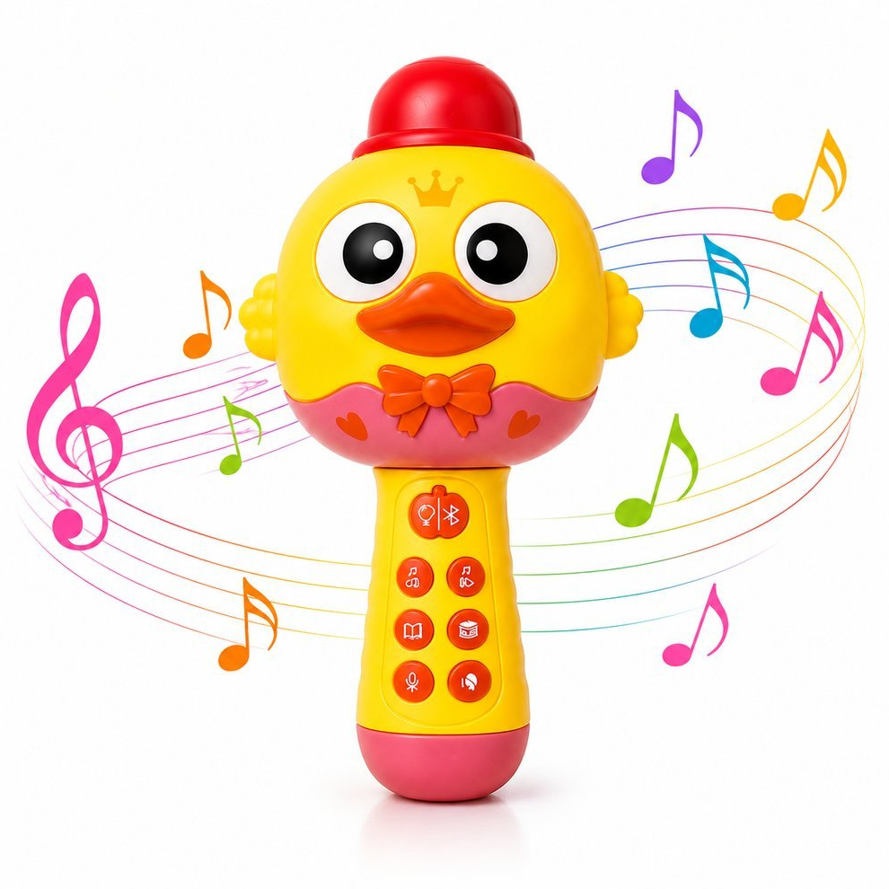 Microfone Infantil Recarregável com Bluetooth, Músicas, Histórias