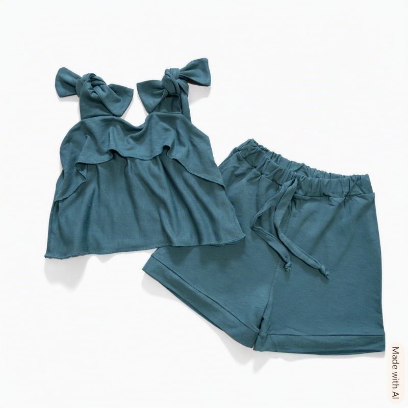 Conjunto Bebê Menina 6 a 9 Meses Leve e Confortável – Blusa e Short Estampado Verão