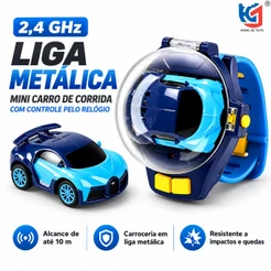 Carrinho Controle Remoto por Relógio 2.4G Liga Metálica Mini Carro RC Brinquedo Infantil