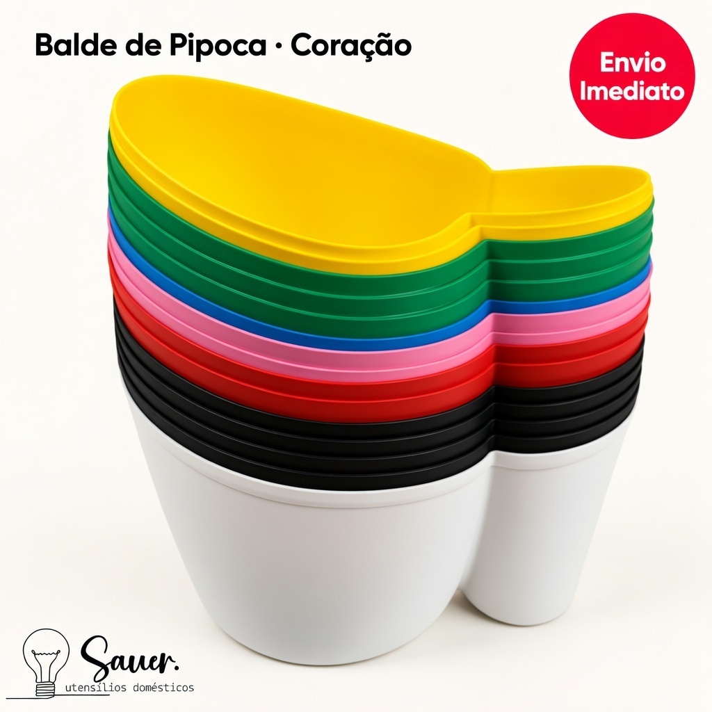 Balde de Pipoca para Cinema em Casa Colorido — Empilhável, Prático, Resistente, Presente e Brindes